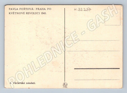Pohlednice Praha Václavské náměstí po Květnové revoluci 1945 (M32237)
