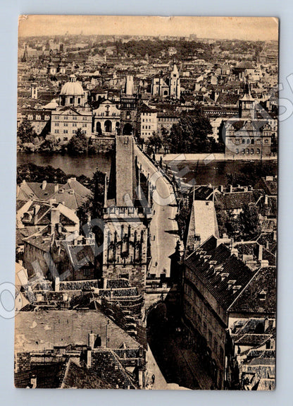 Pohlednice Praha Karlův most letecký pohled 1958 (M32241)