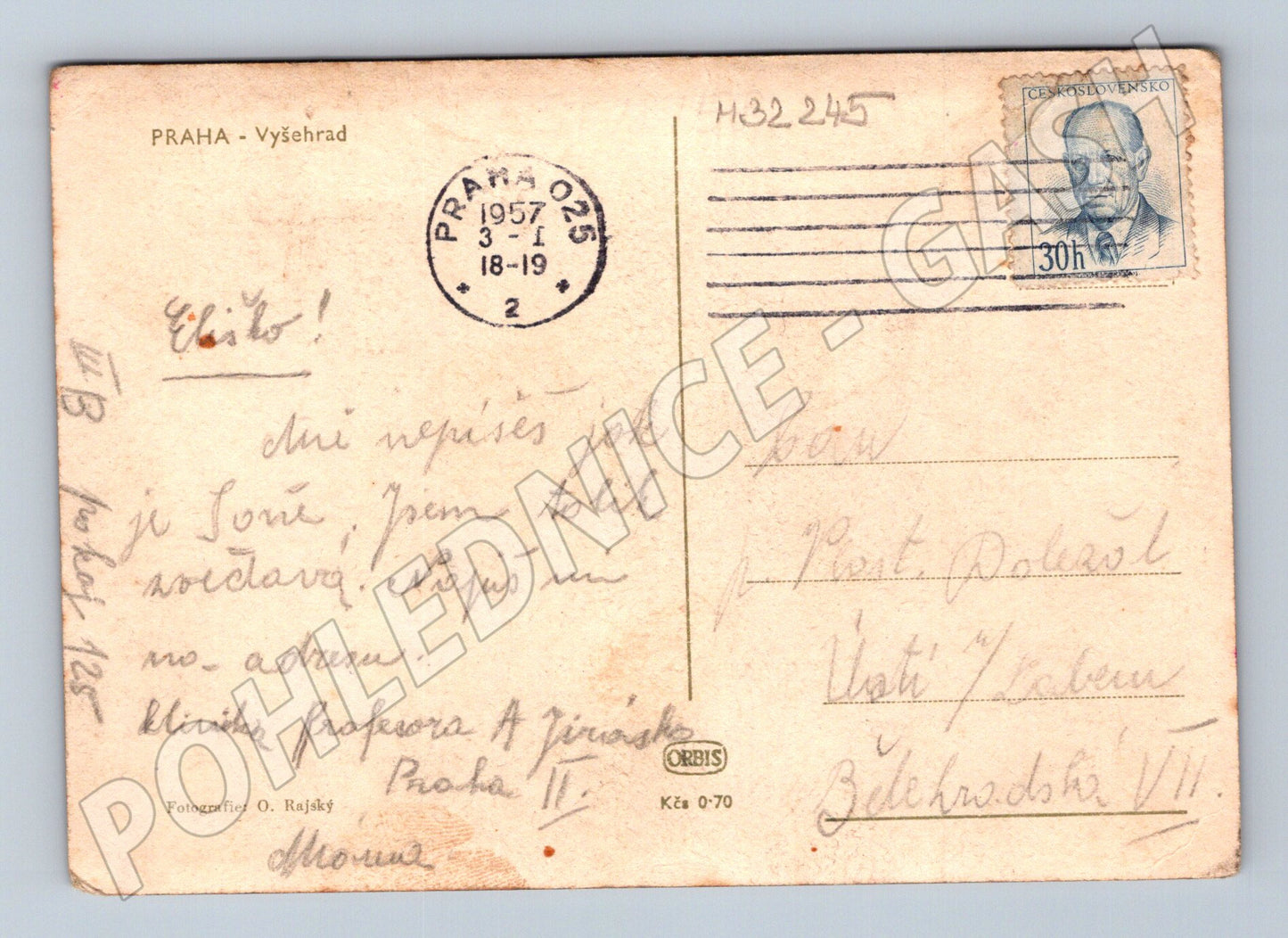 Pohlednice Praha Vyšehrad Vltava loď 1957 (M32245)