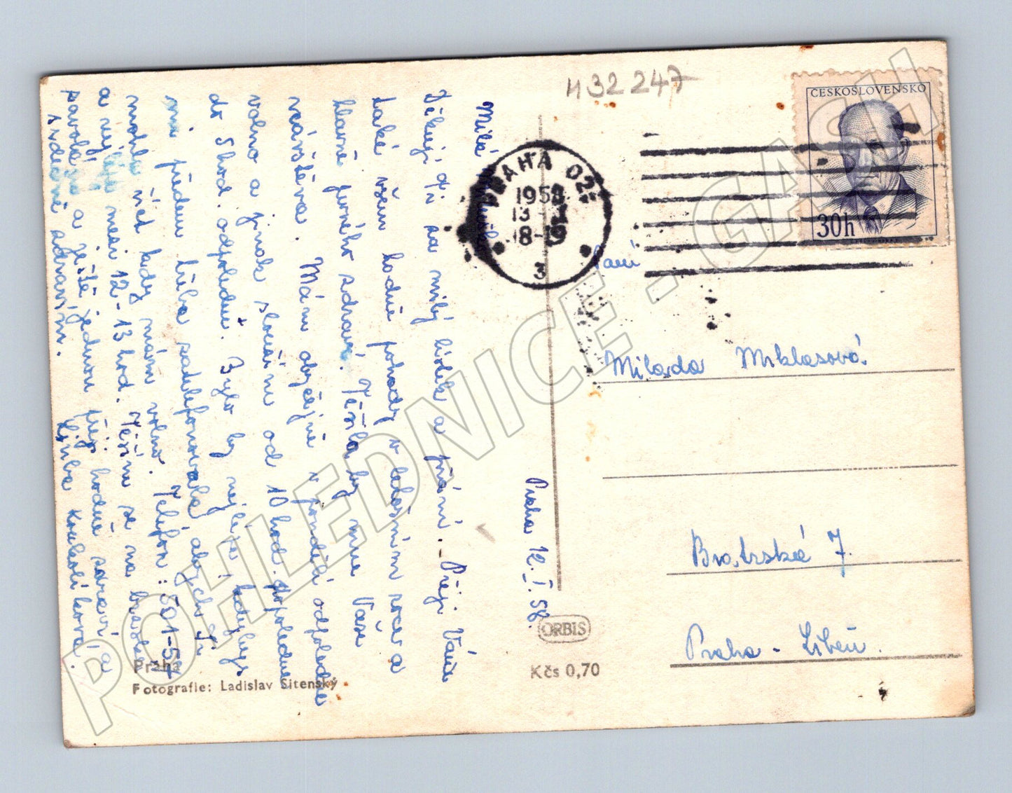 Pohlednice Praha Karlův most průhled 1958 (M32247)