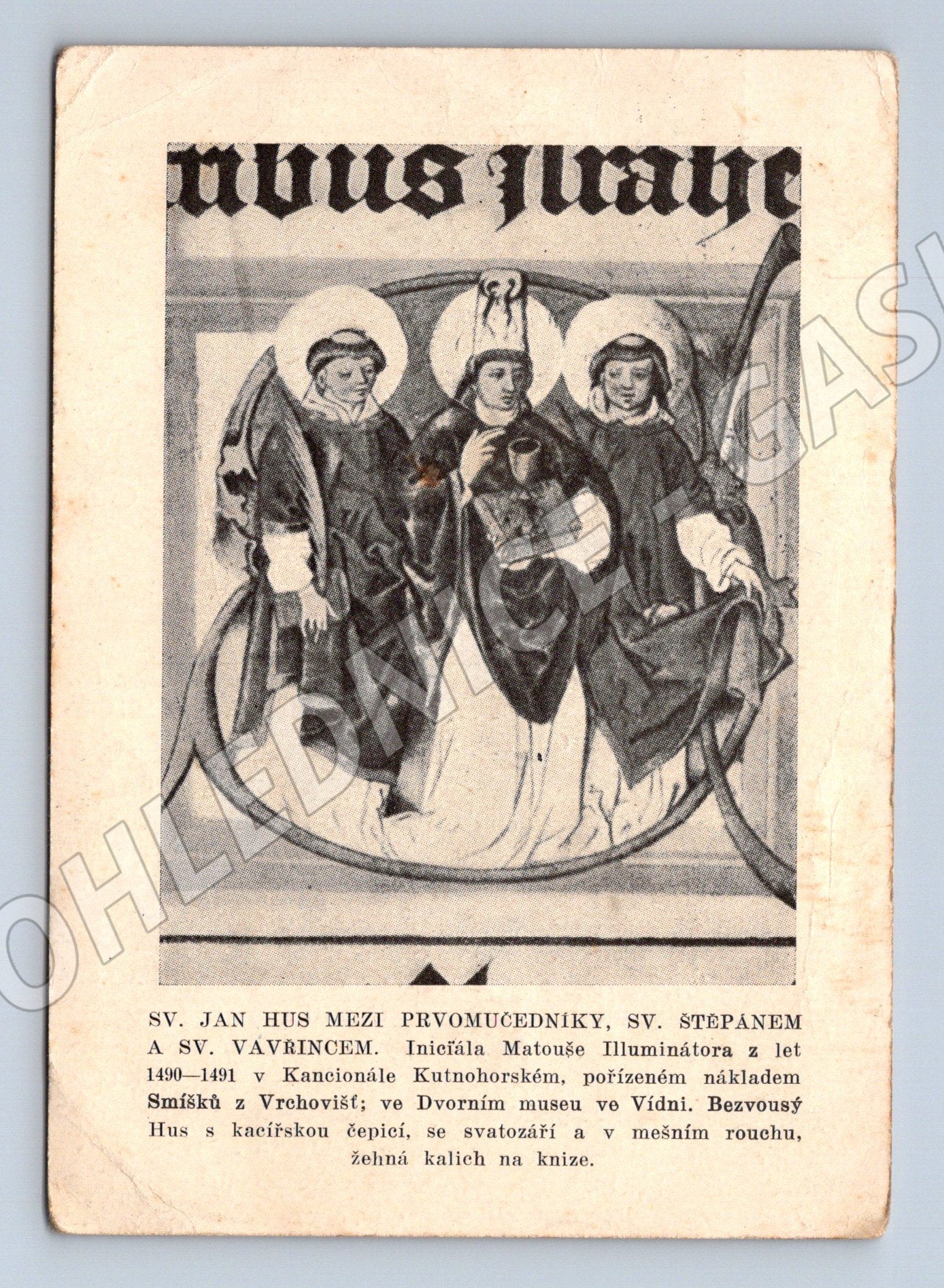 Pohlednice Jan Hus sv. Štěpán a Vavřinec umělecký motiv (M32251)