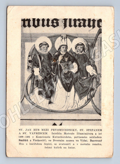Pohlednice Jan Hus sv. Štěpán a Vavřinec umělecký motiv (M32251)