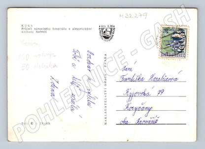 Pohlednice Kuks zámek s alegorickými sochami (M32279)