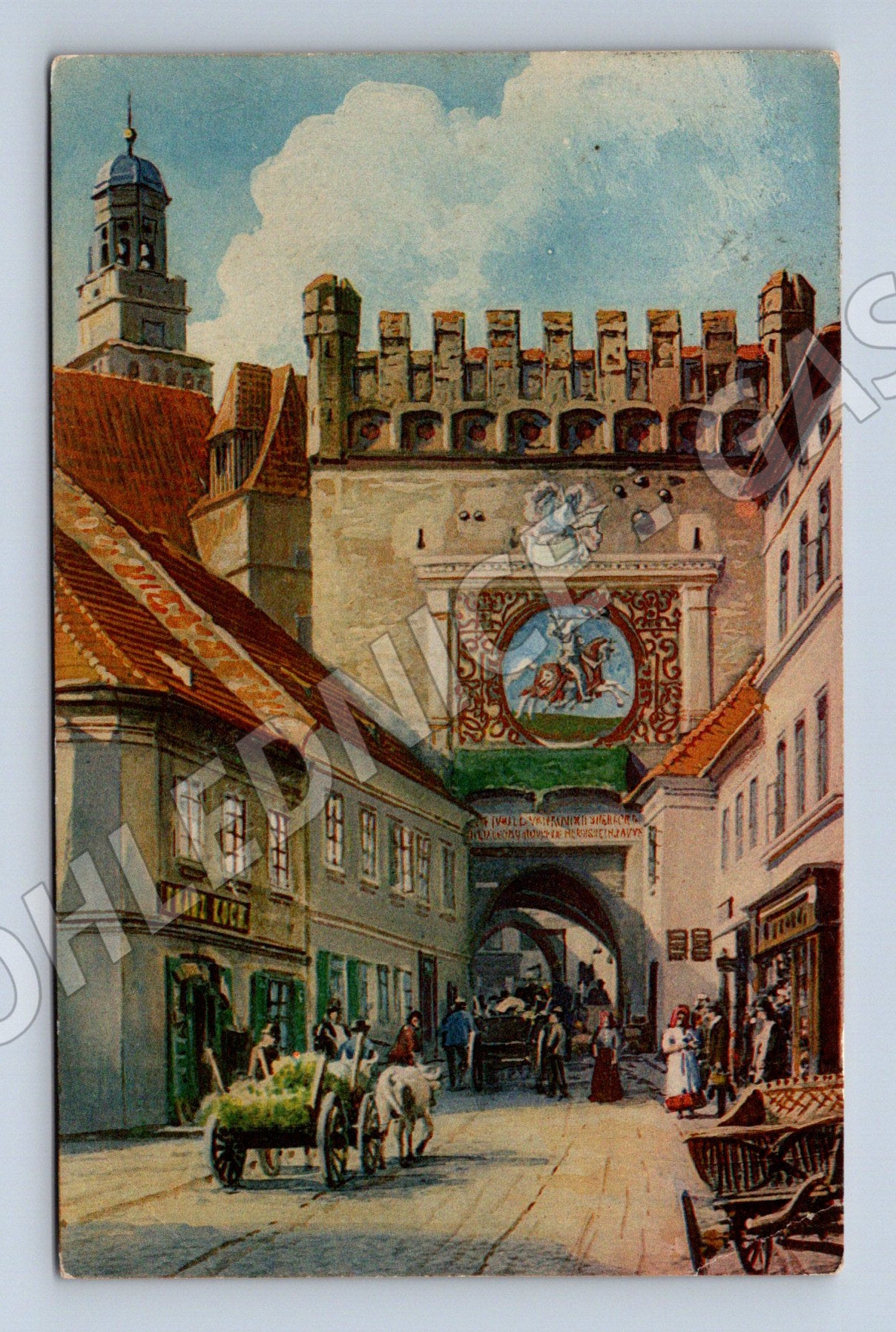 Pohlednice Prachatice 1908 kolorovaná (M3228)