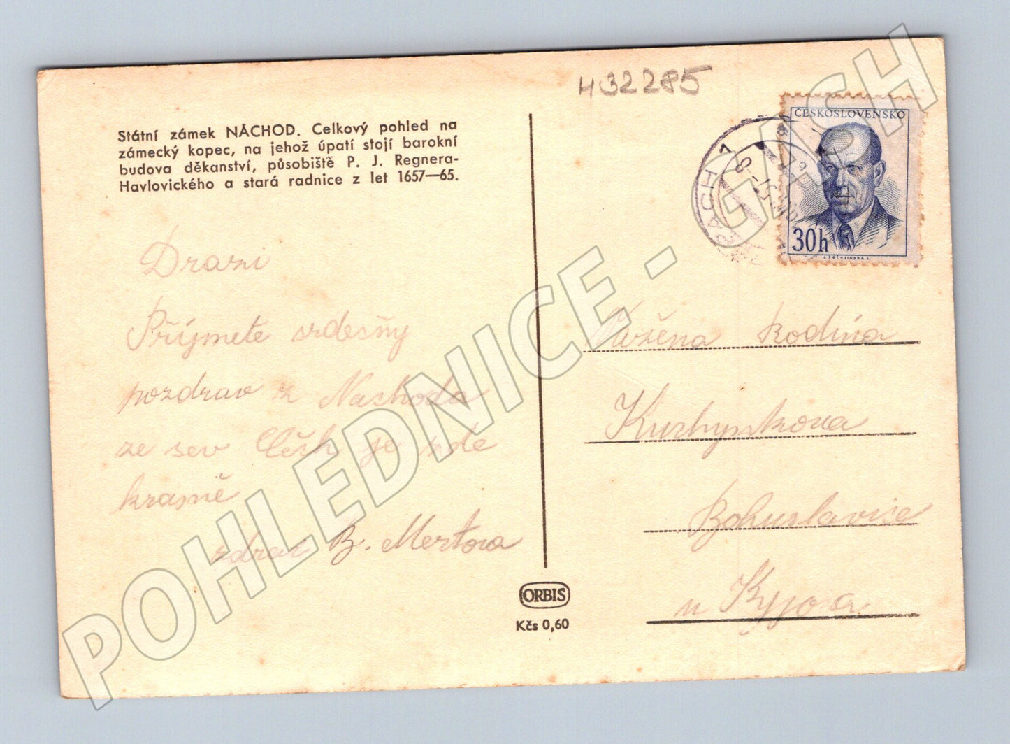 Pohlednice Náchod zámek a radnice 1965 (M32285)