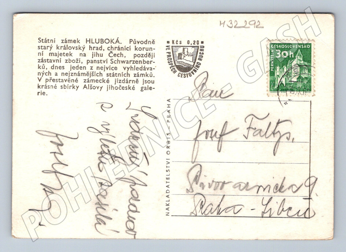 Pohlednice Hluboká zámek 1957 (M32292)