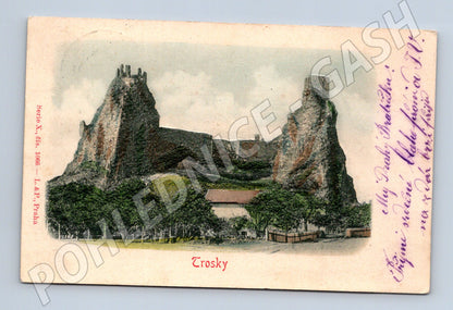 Pohlednice Trosky embosovaný reliéf Český ráj (M3230)