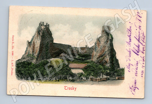 Pohlednice Trosky embosovaný reliéf Český ráj (M3230)