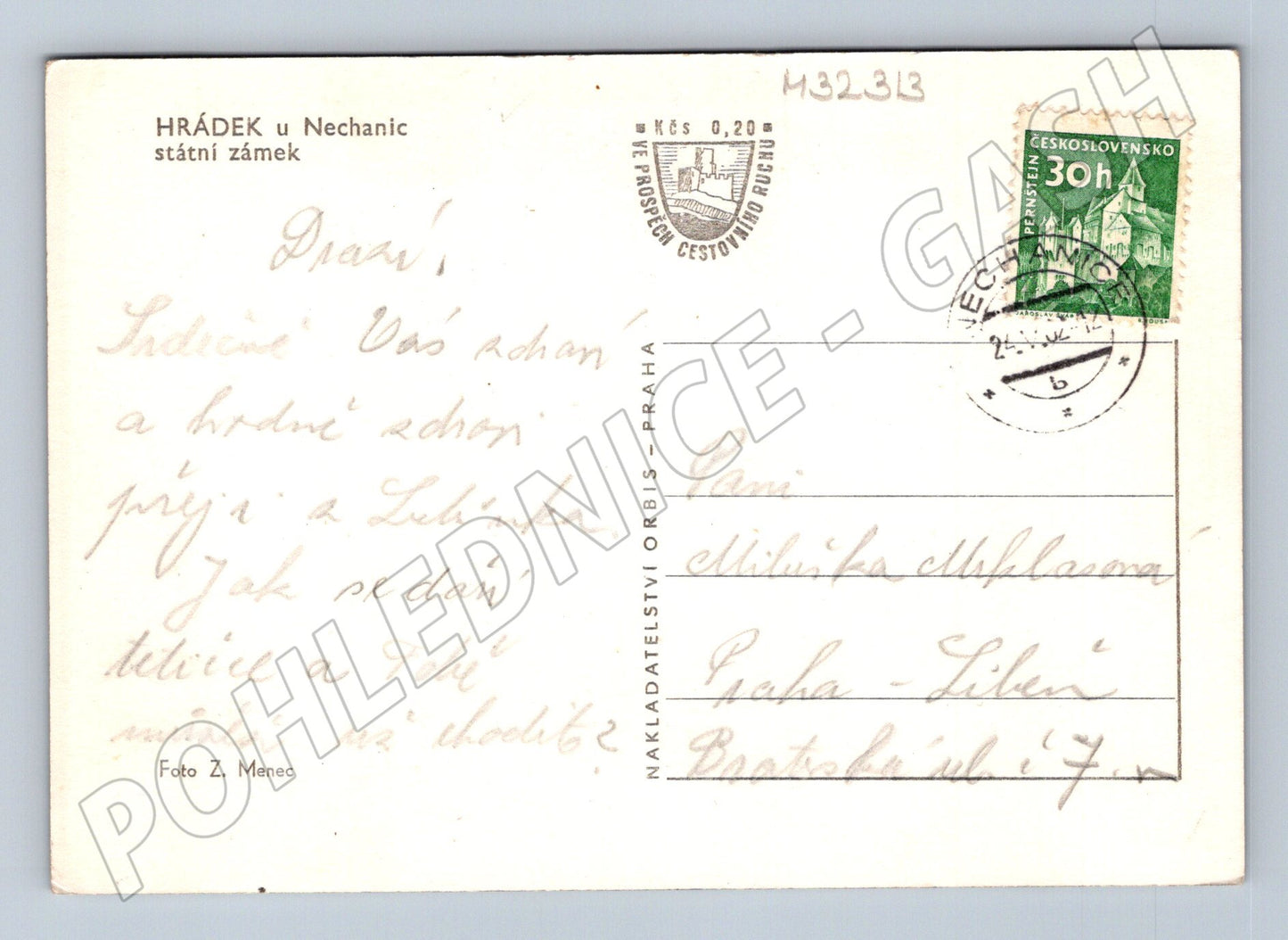 Pohlednice Hrádek u Nechanic zámek interiér 1948 (M32313)
