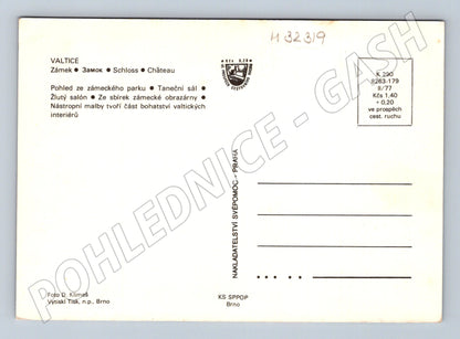 Pohlednice Valtice zámek interiéry park 1977 (M32319)