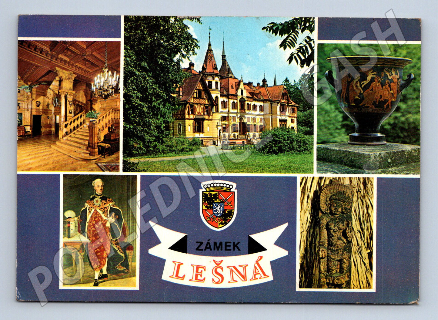 Pohlednice Zámek Lešná koláž 1991 (M32326)