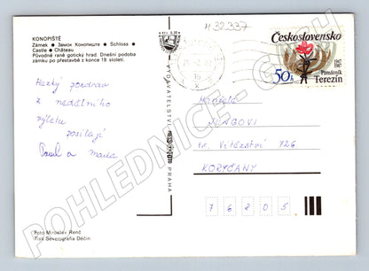 Pohlednice Konopiště zámek interiér exteriér 1988 (M32337)