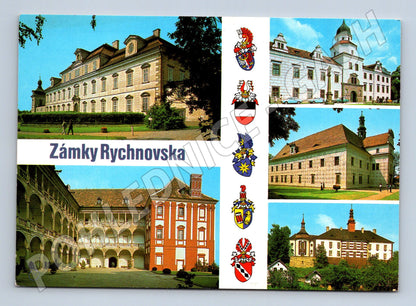 Pohlednice Rychnovsko zámky s erby (M32350)