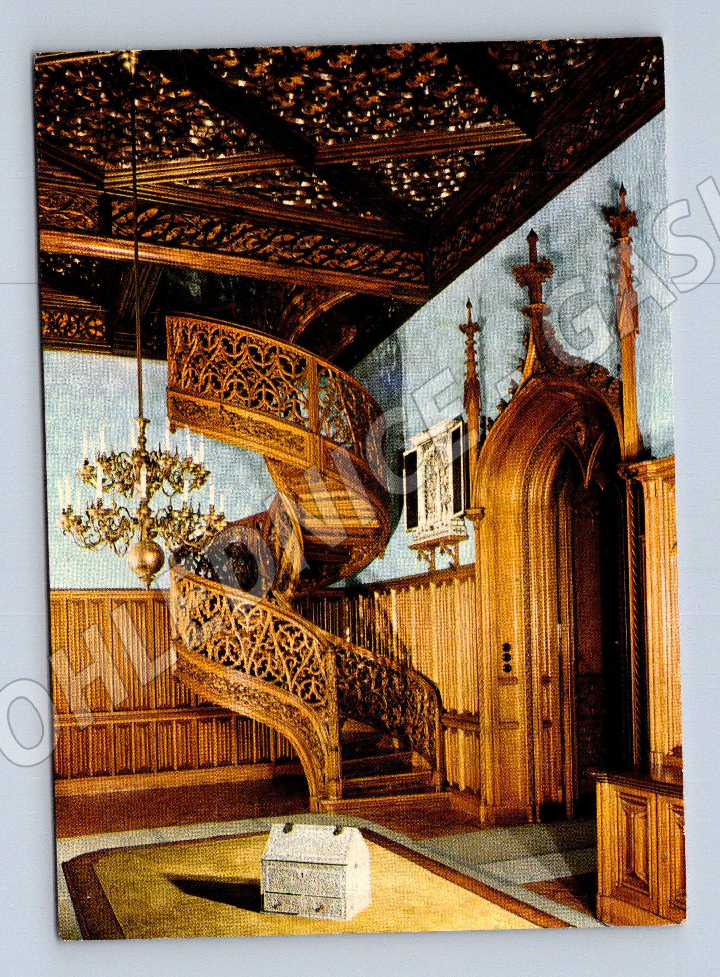 Pohlednice Lednice Státní zámek knihovna schodiště (M32363)