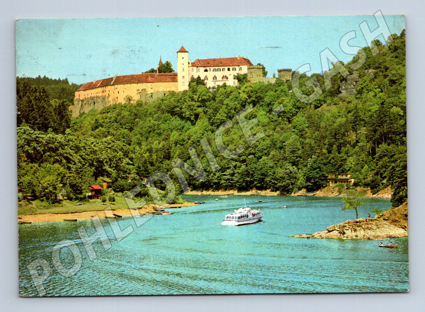 Pohlednice Vranovská přehrada Hrad Bítov parník 1973 (M32390)