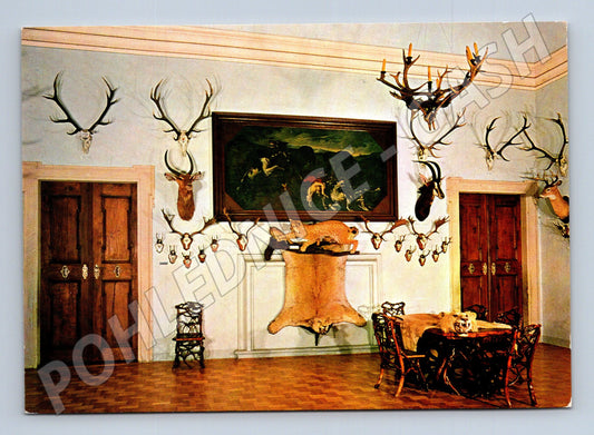 Pohlednice Úsov lovecký salon s trofejemi 1967 (M32395)