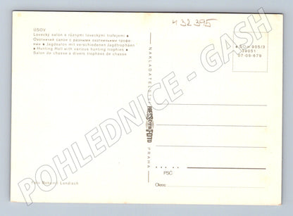 Pohlednice Úsov lovecký salon s trofejemi 1967 (M32395)