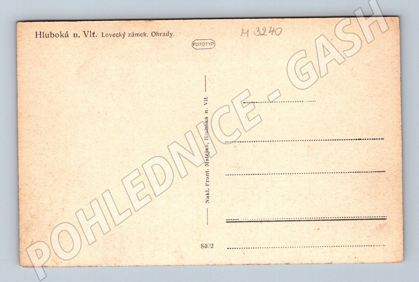Pohlednice Hluboká Ohrady lovecký zámek (M3240)