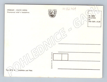 Pohlednice Příbram Svatá Hora mramorový oltář 1941 (M32401)