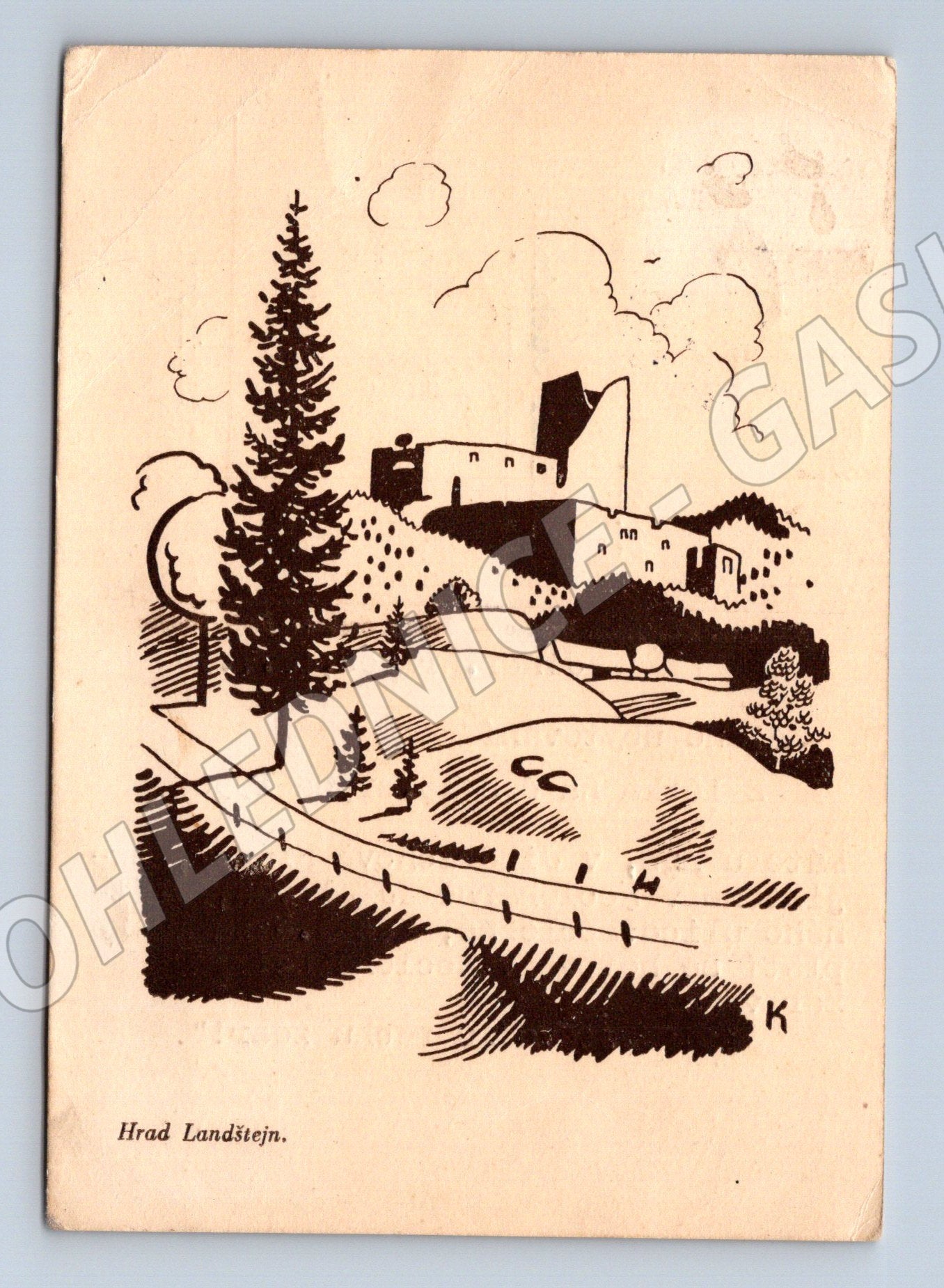 Pohlednice Landštejn hrad 1956 (M32405)