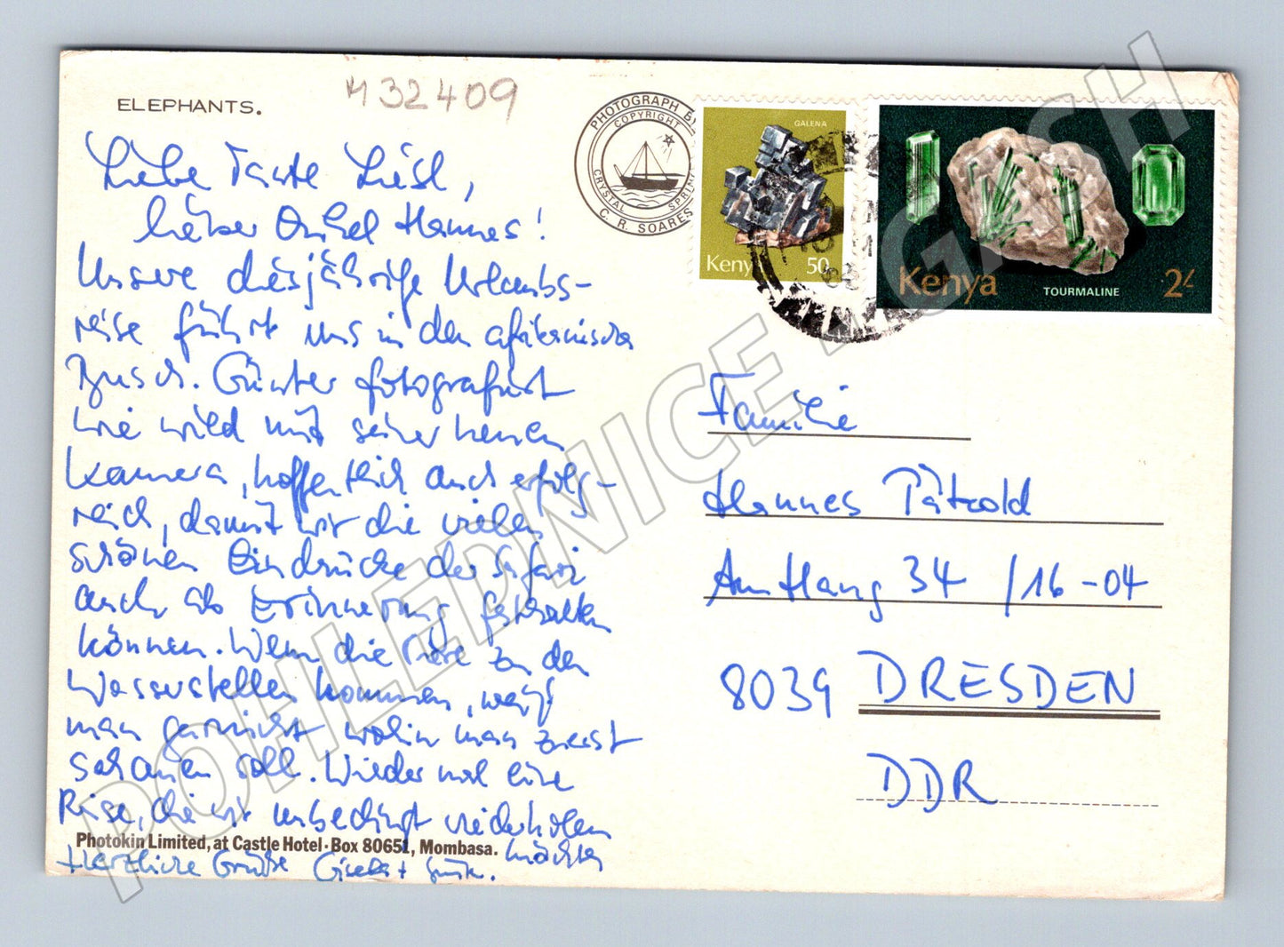 Pohlednice Keňa Sloni a Kilimandžáro 1977 (M32409)