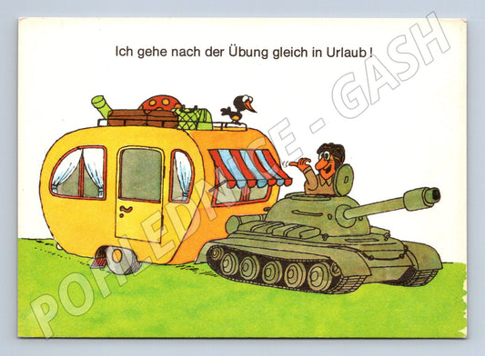 Pohlednice Německo (DDR) voják tank karavan 1983 (M32442)
