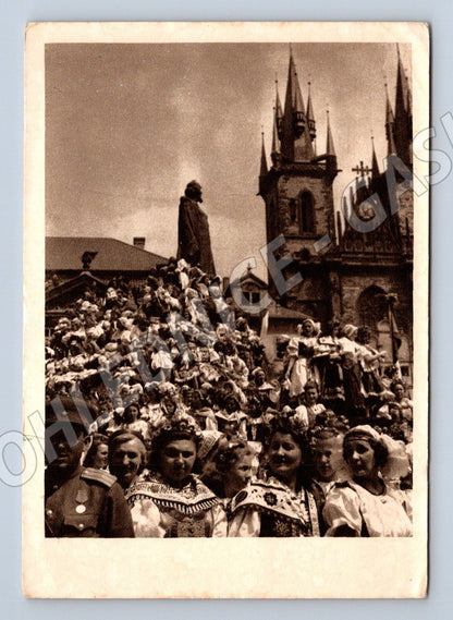 Pohlednice Praha Kostnický plamen oslavy 1945 (M32443)