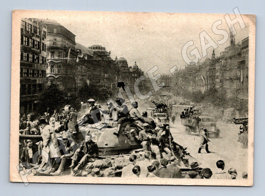 Pohlednice Praha Václavské náměstí osvobození 1945 (M32456)