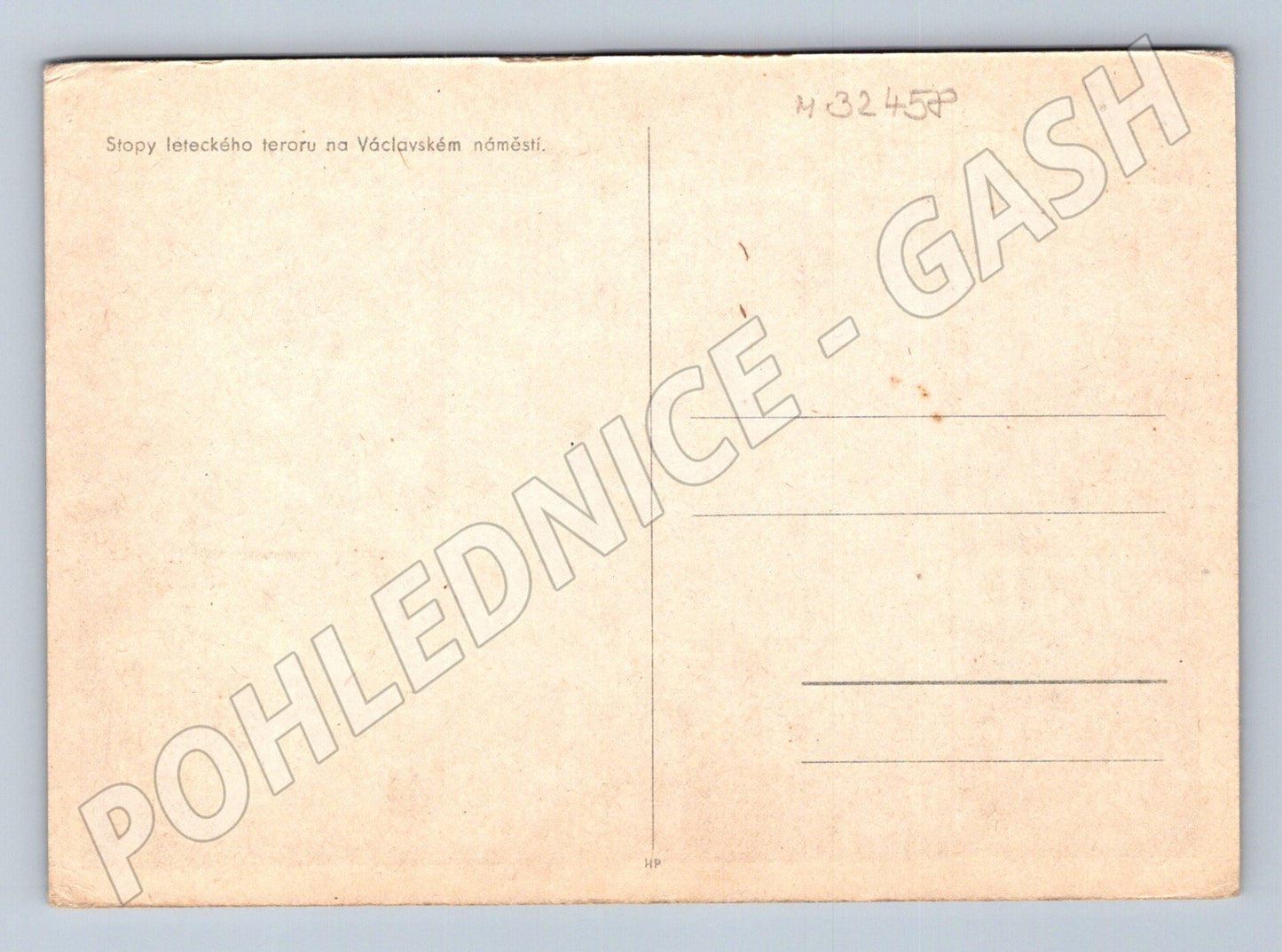 Pohlednice Praha Václavské náměstí letecký teror 1945 (M32458)