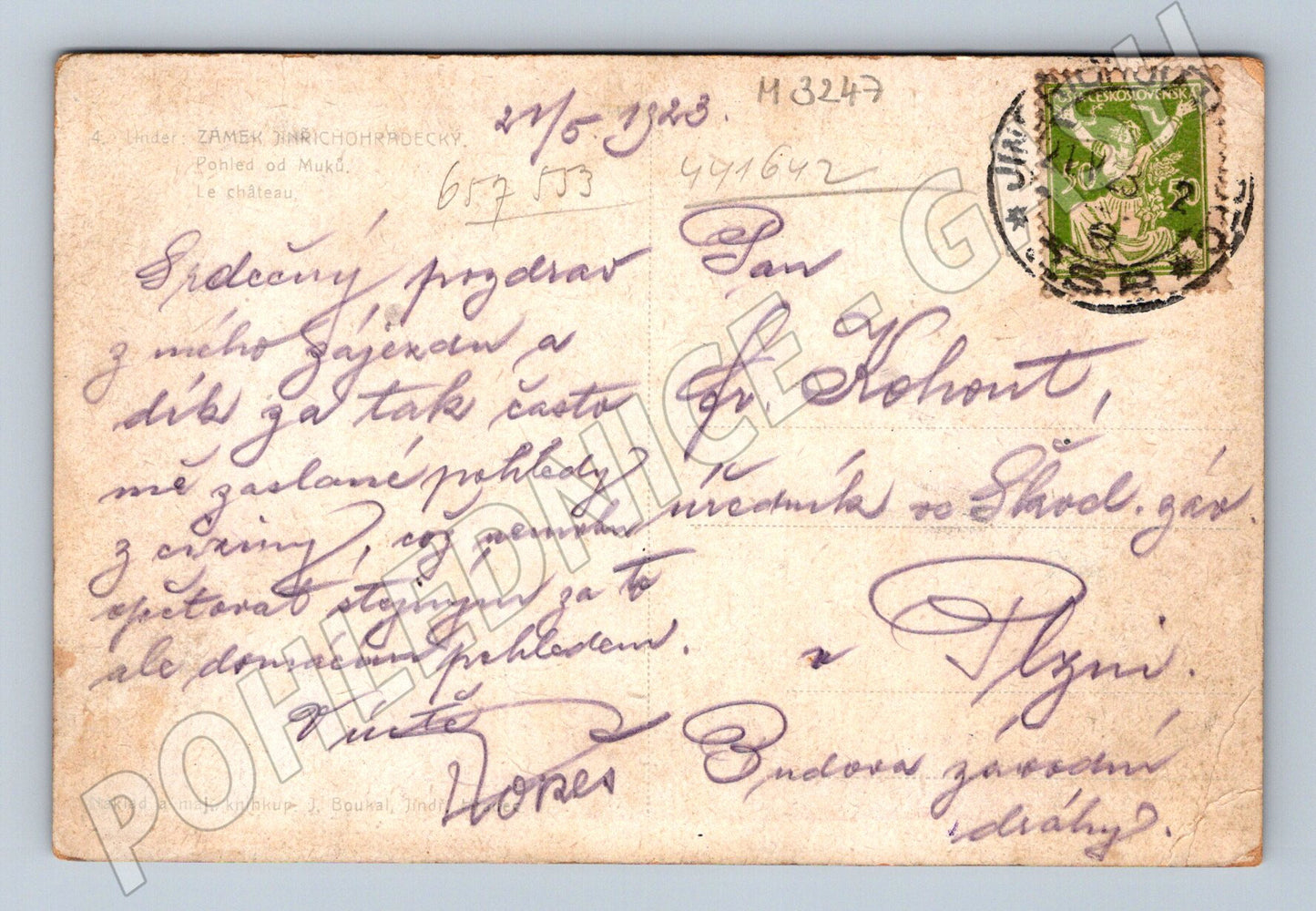 Pohlednice Jindřichův Hradec zámek 1953 (M3247)