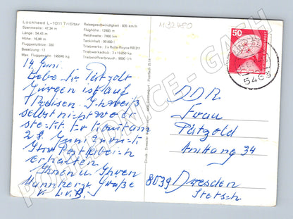 Pohlednice Německo LTU TriStar letadlo (M32480)