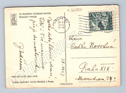 Pohlednice Praha Mikuláš Aleš koňská scéna 1947 (M32504)