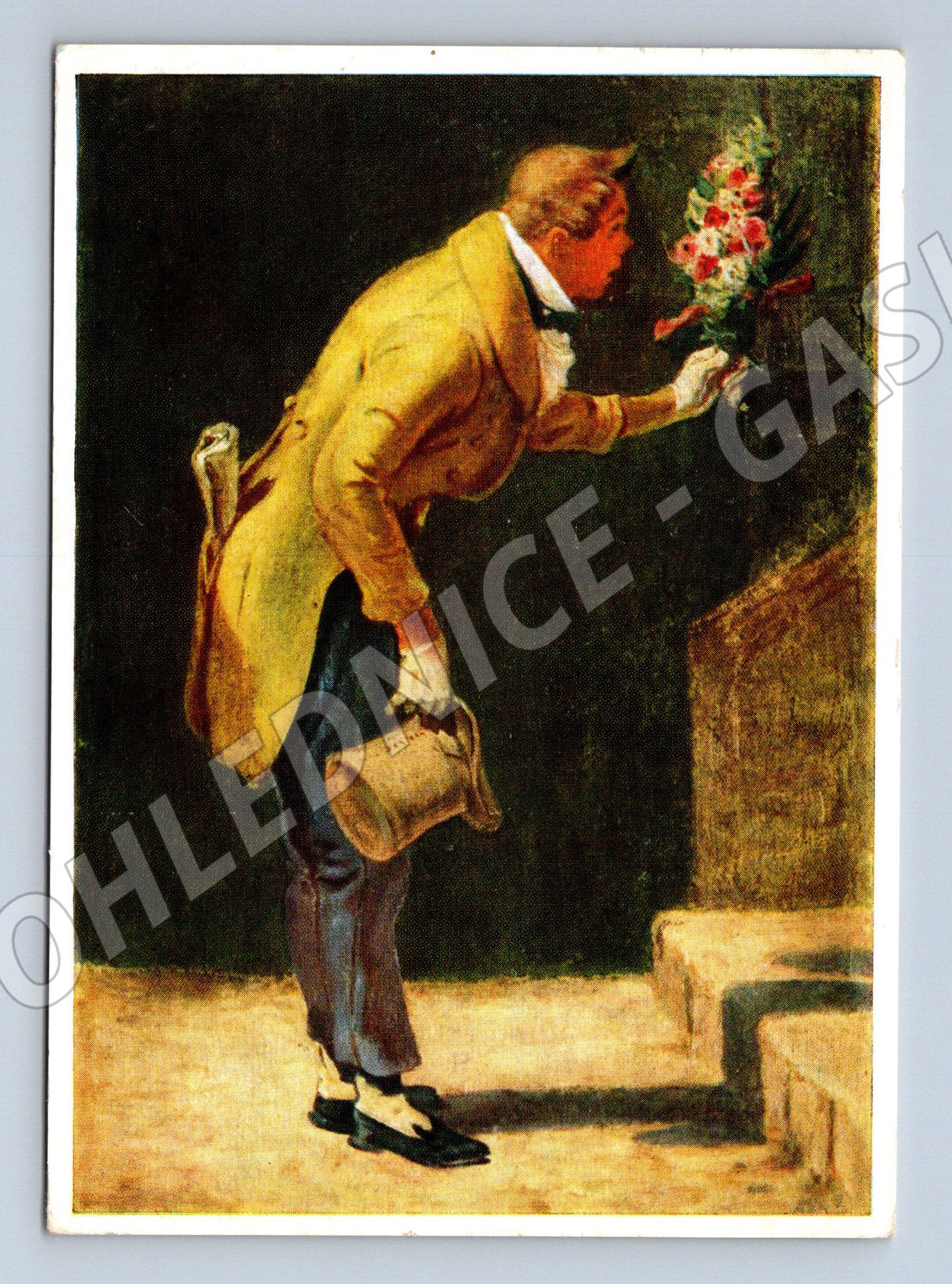 Pohlednice Německo ilustrace Carl Spitzweg Der Gratulant 1975 (M32518)