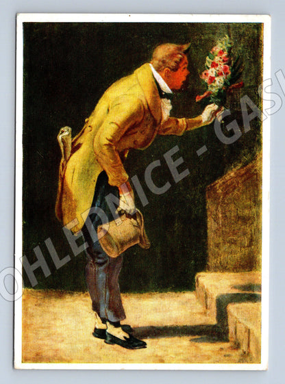 Pohlednice Německo ilustrace Carl Spitzweg Der Gratulant 1975 (M32518)