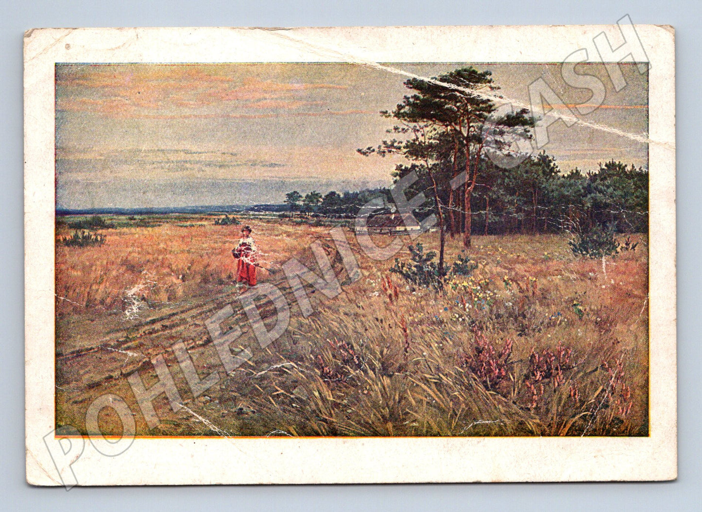 Pohlednice Československo venkovská krajina žena 1932 (M32519)