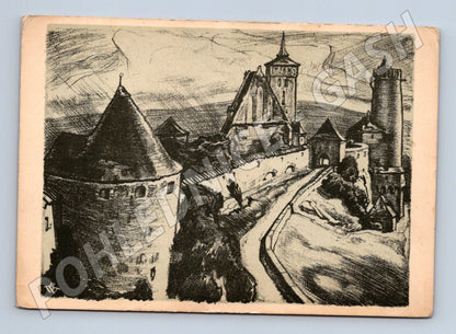 Pohlednice Německo Freiberg Roßtor, kresba (M32523)