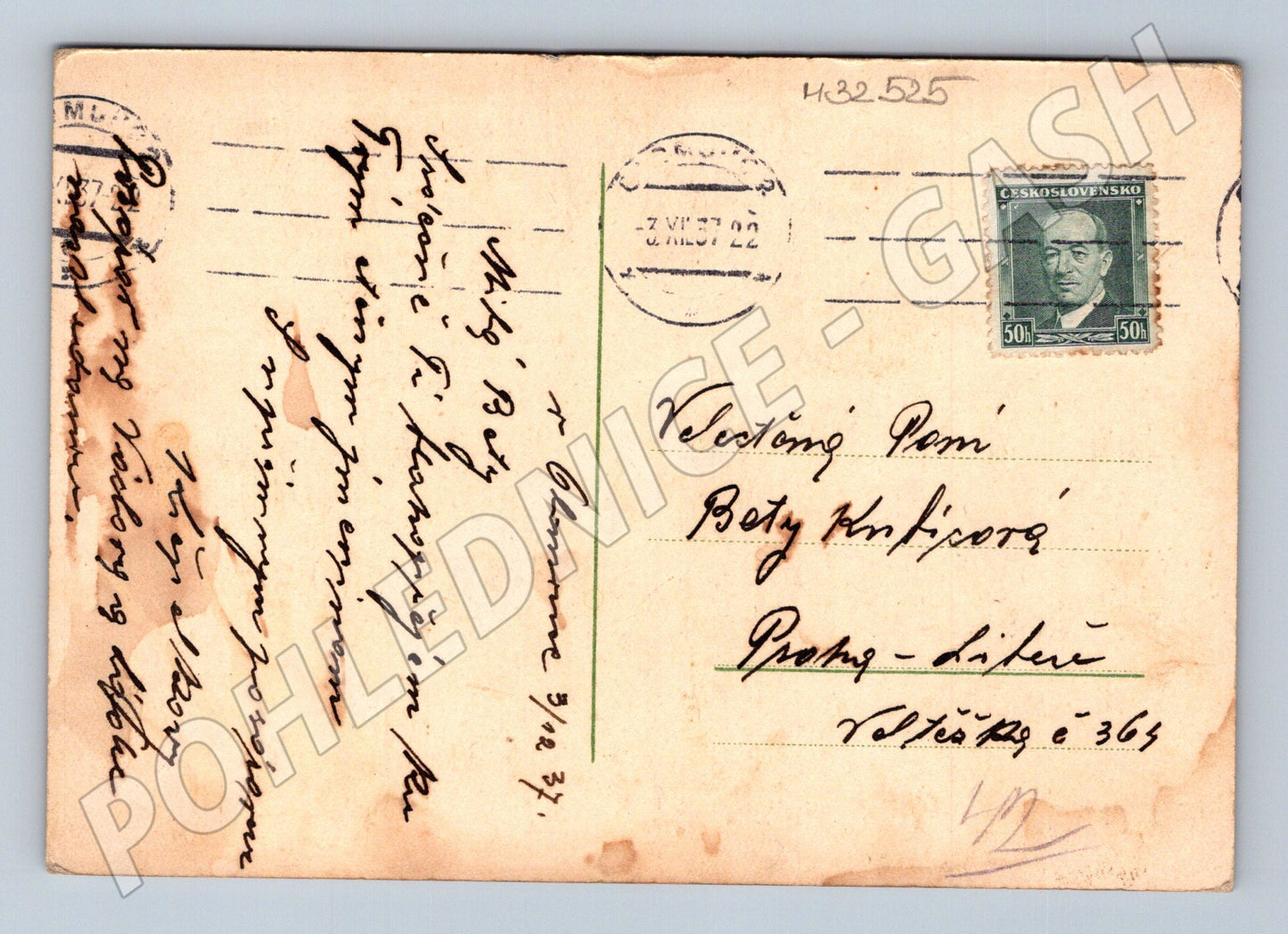 Pohlednice zimní krajina s chalupou 1937 (M32525)