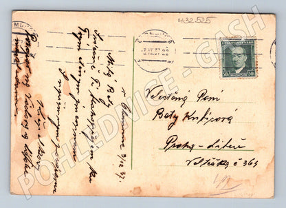 Pohlednice zimní krajina s chalupou 1937 (M32525)