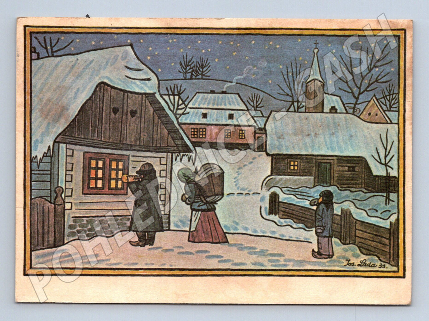 Pohlednice Jos. Lada zimní vesnice 1933 (M32552)