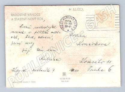 Pohlednice Josef Lada zimní Vánoce 1974 (M32553)