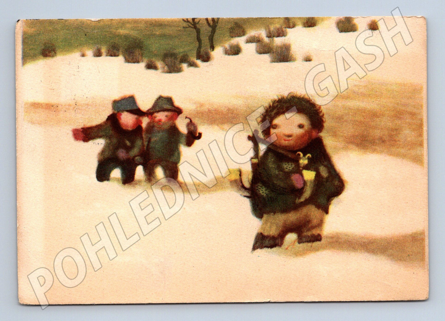 Pohlednice ilustrace Jiří Trnka zimní motiv 1946 (M32555)
