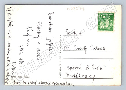 Pohlednice zimní zasněžená krajina Radostné Vánoce (M32579)