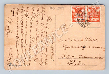 Pohlednice Novoroční přání děti na sněhu 1927 (M32581)