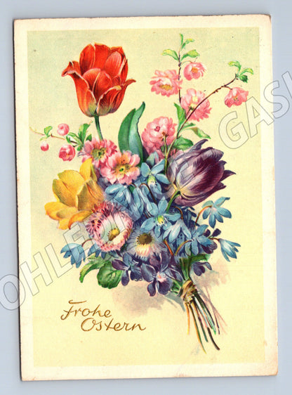 Pohlednice Německo kytice květin Frohe Ostern 1961 (M32583)