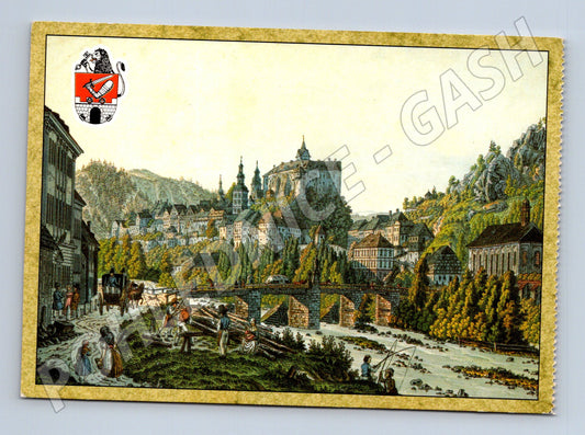 Pohlednice hrad Loket historická kresba (M3259)