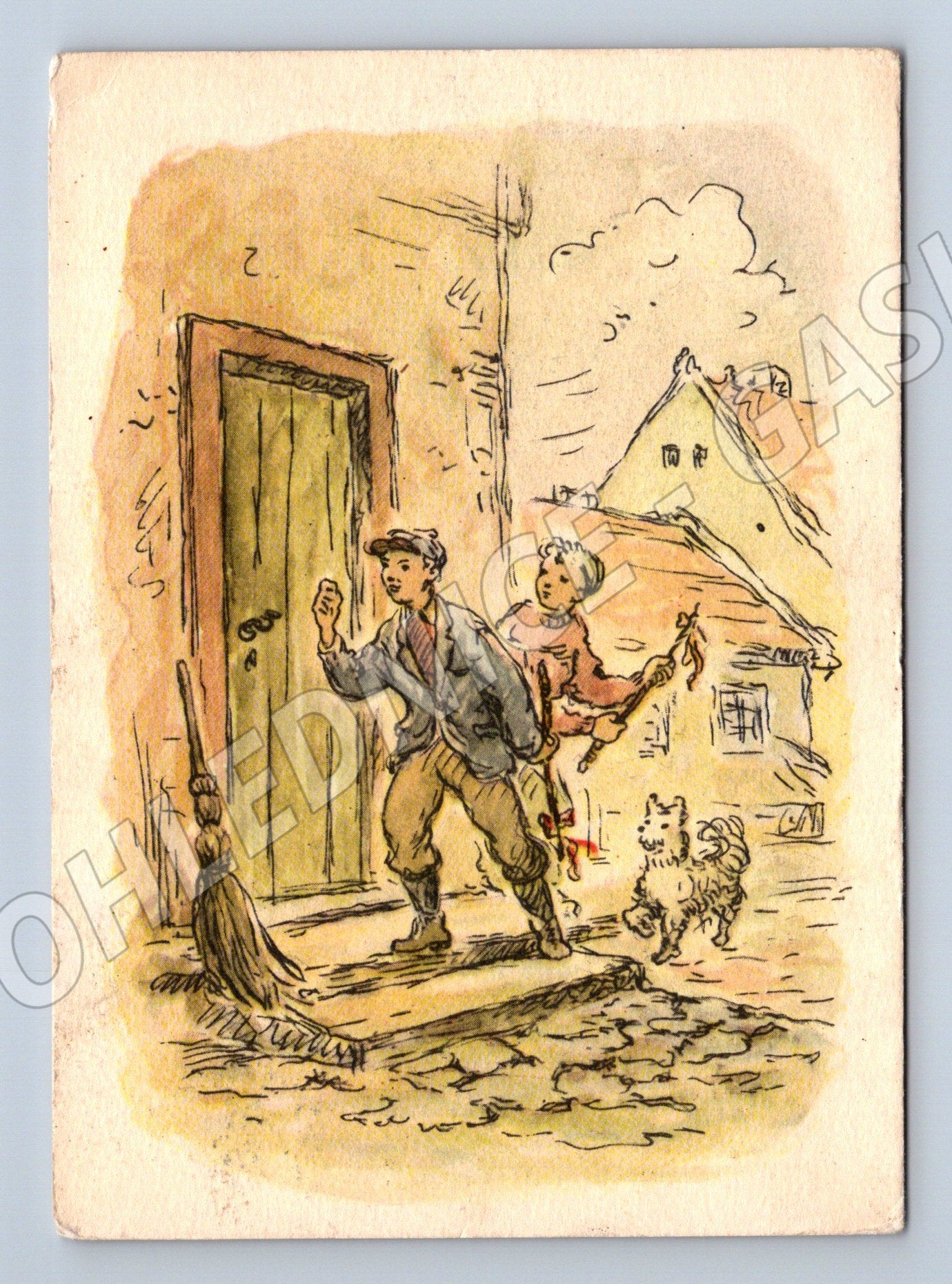 Pohlednice Velikonoční děti kresba 1952 (M32597)