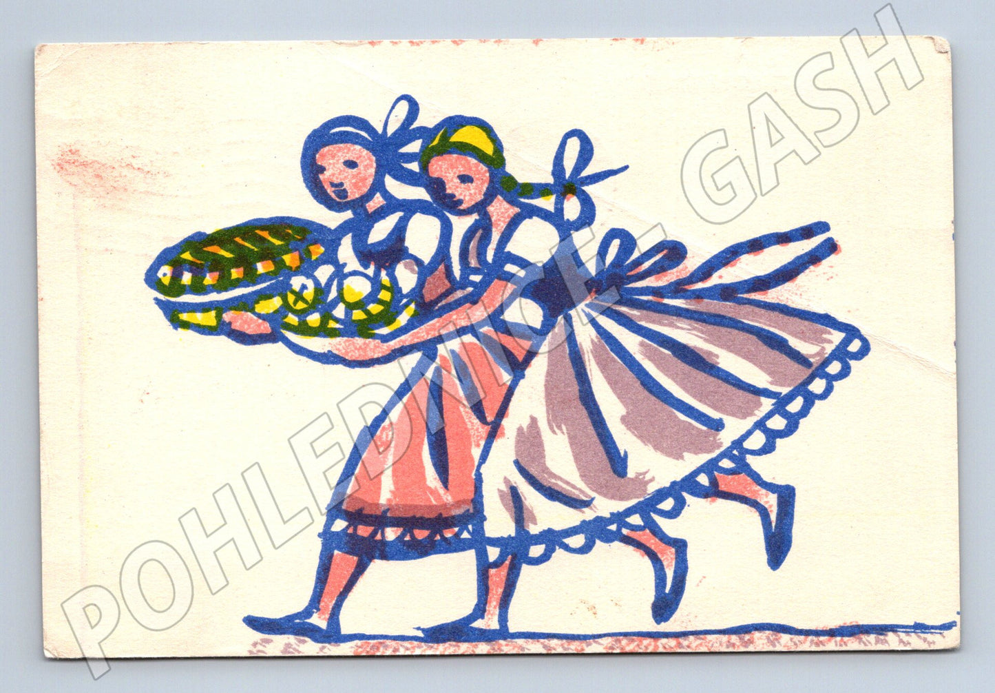 Pohlednice Karel Svolinský folk motiv zima 1948 (M32600)