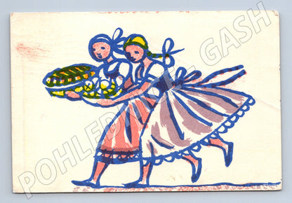 Pohlednice Karel Svolinský folk motiv zima 1948 (M32600)