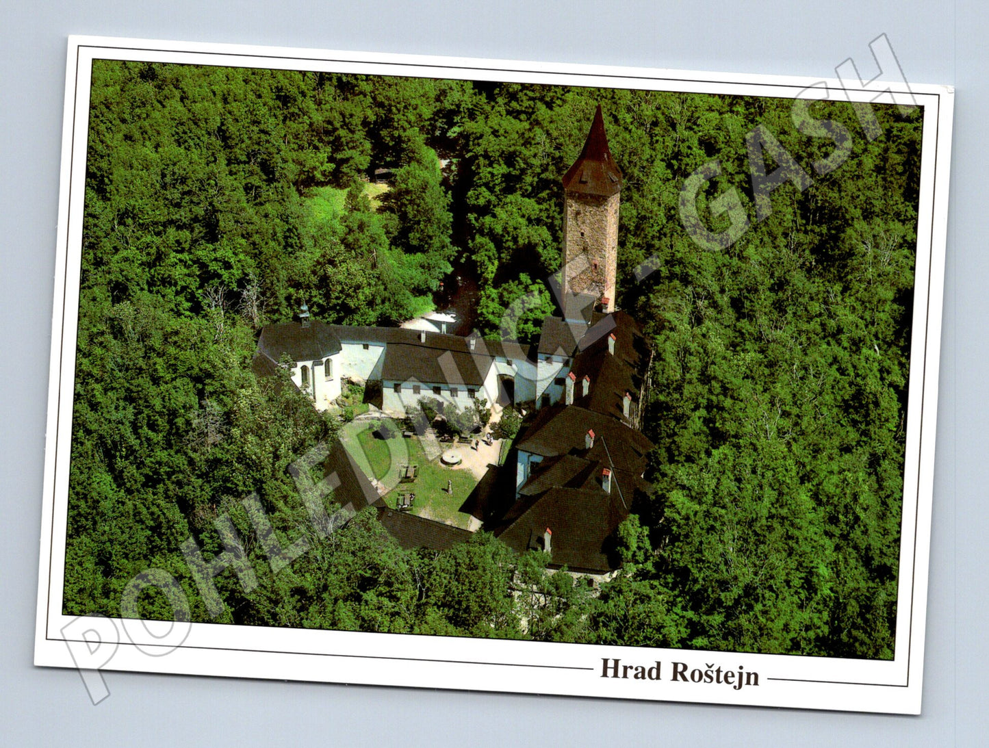 Pohlednice hrad Roštejn letecký pohled (M3261)