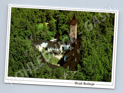 Pohlednice hrad Roštejn letecký pohled (M3261)